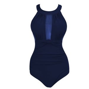 NWOT Women's One-Piece Swimsuit - Navy Blue/Large